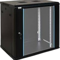 12U 600x600 Wall Mount Rack Cabinet, Tempered Glass Front Door, Loading Capacity of Up to 70kg, Fan Hole on Top Cover, Black #117