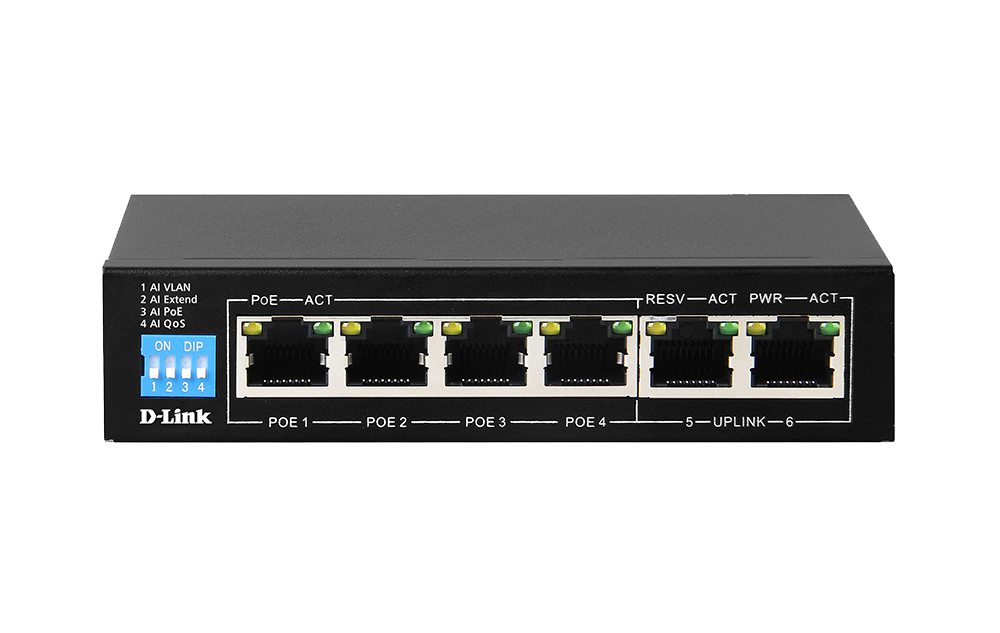 محول POE من Dlink بستة منافذ جيجابت غير مُدار DGS-F1006P-E/B #232