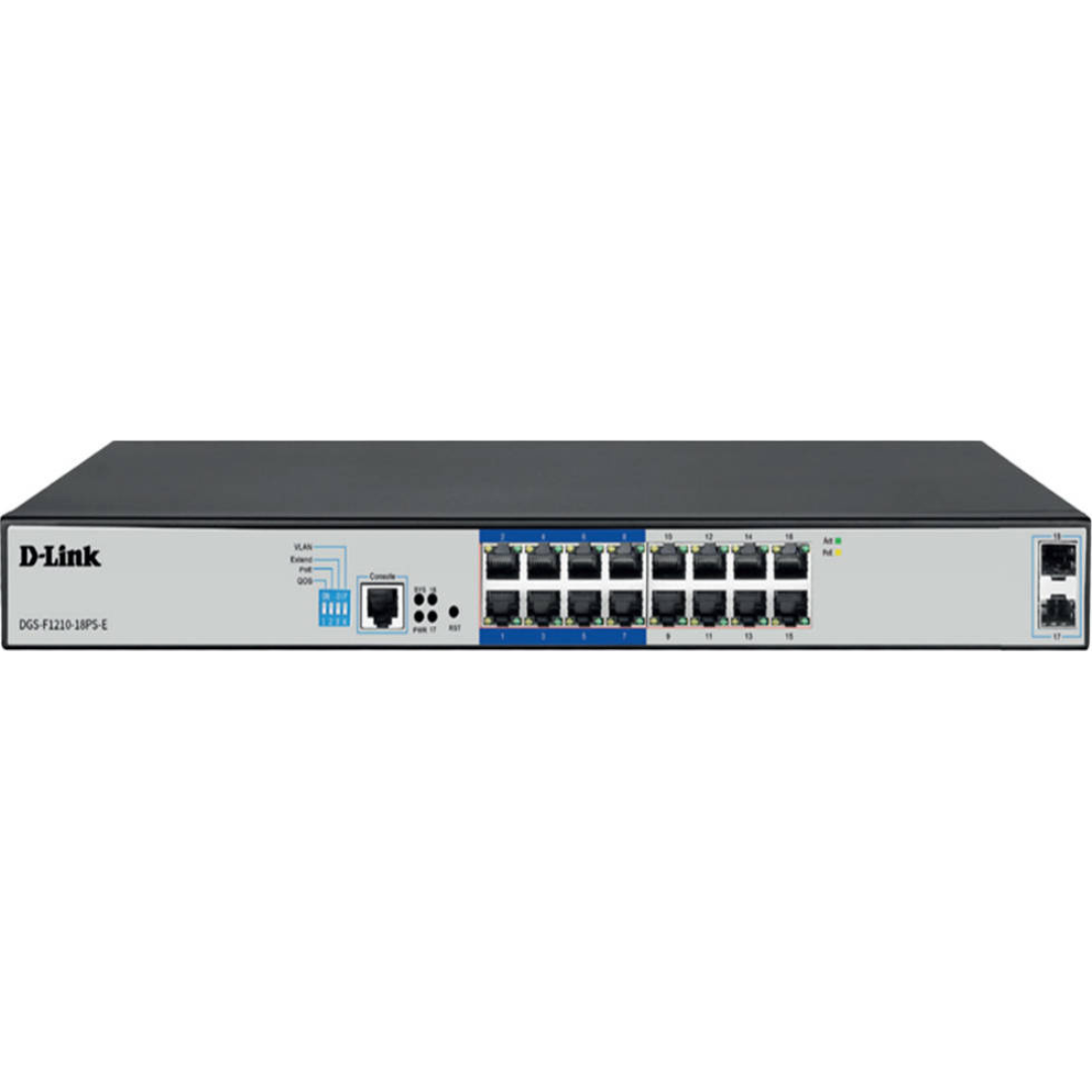 10/100/1000 Dlink POE Switch 16 Port Gigabit 2 SFP DGS F1210-18PS-E #234