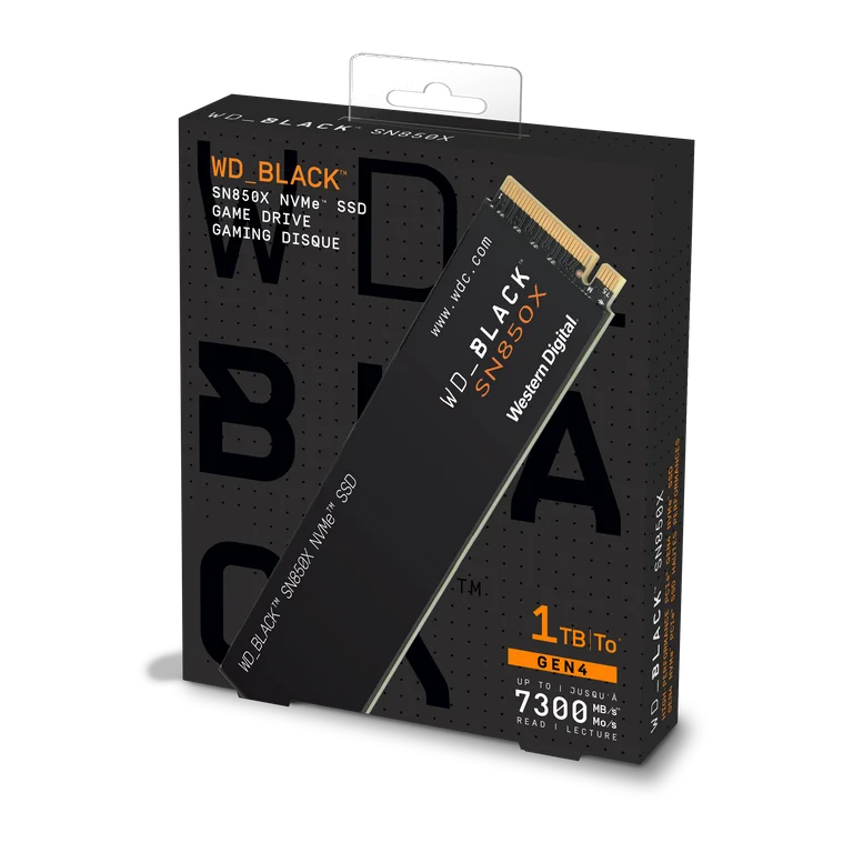 1TB NVMe SSD WD Black SN850X Gen4 Upto 7300Mb/s WDBB9G0010BNC-WRSN