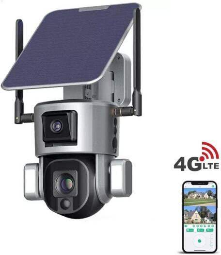CRONY Y5 4G-4K-8MP-4X Solar Dual Linkage Battery PTZ Camera 8MP Wireless CCTV Camera Outdoor IP66 Waterproof Solar Dual Camera #1480