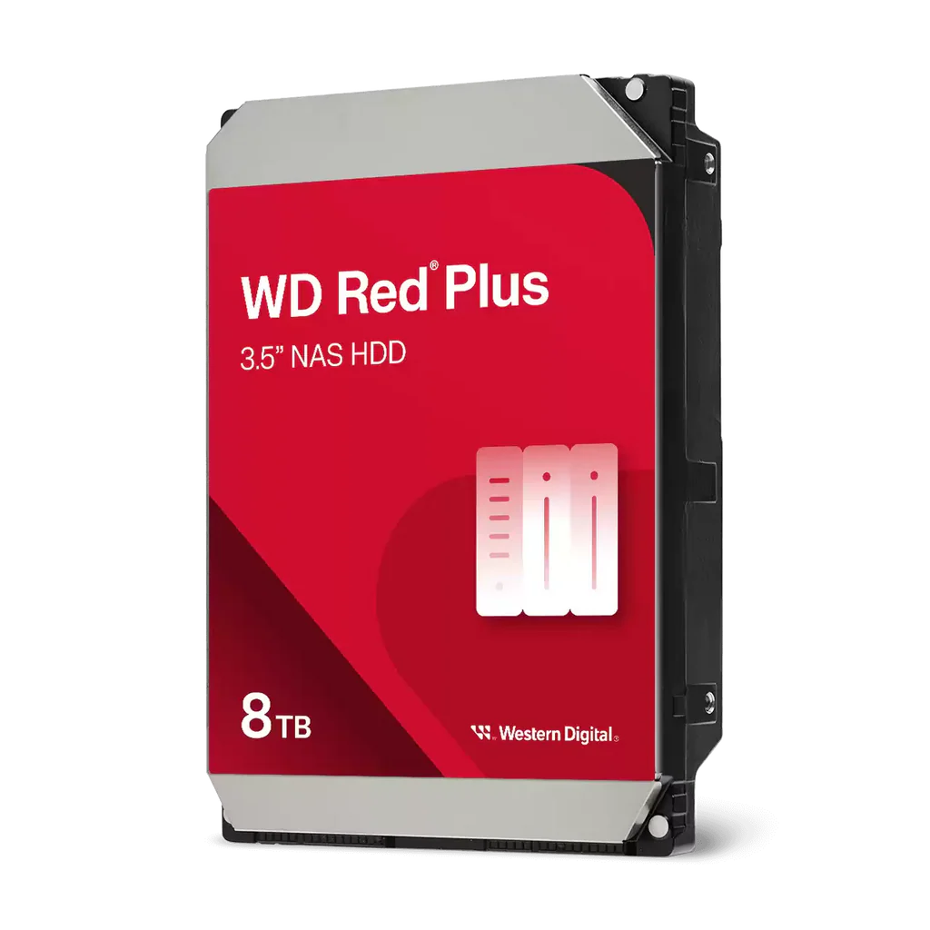 WD Red Plus 8TB NAS Hard Drive - 5400 RPM Class SATA 6Gb/s, CMR, 128MB Cache, 3.5 Inch - WD80EFPX