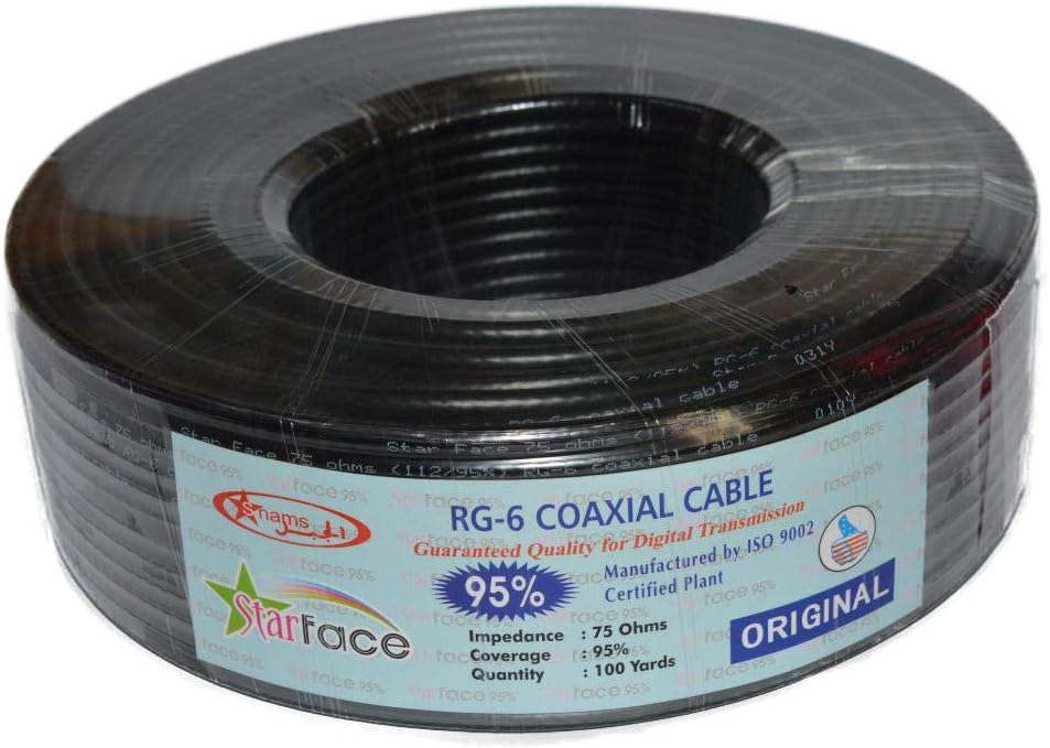 Star face RG-6 Coaxial Cable, 100 yards, Black