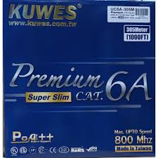كابل KUWES SLIM CAT6A UTP نحاسي نقي أرجواني 305 متر #1275