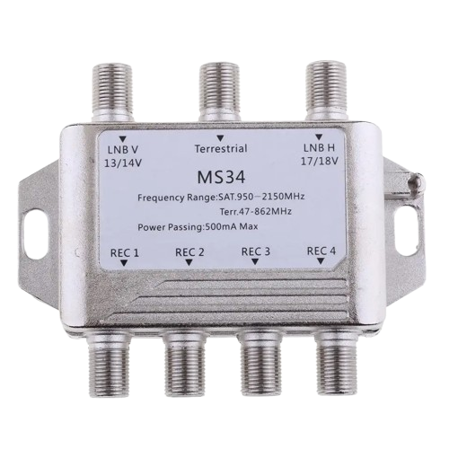 MS34 Satellite Switch, Multi-Switch, 4 Outlets Max, Silver