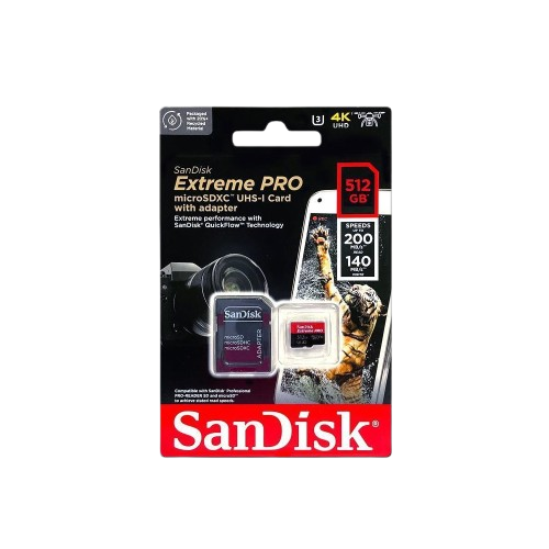 SanDisk 512GB Extreme PRO microSDXC UHS-I CARD with Adapter-Up to 200 MB/s