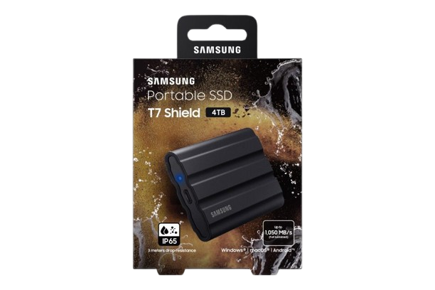 SAMSUNG 4TB External T7 Portable SSD Shield Black MU-PE4T0S
