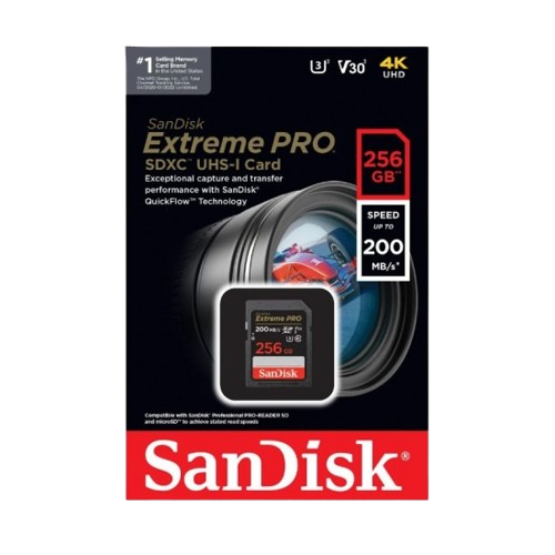 SanDisk 256GB Extreme PRO microSDXC UHS-I CARD with Adapter-Up to 200 MB/s