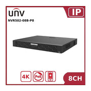 UNV (Uniview) NVR502-08B-P8- 8CH WITH POE- 2 SATA #1488