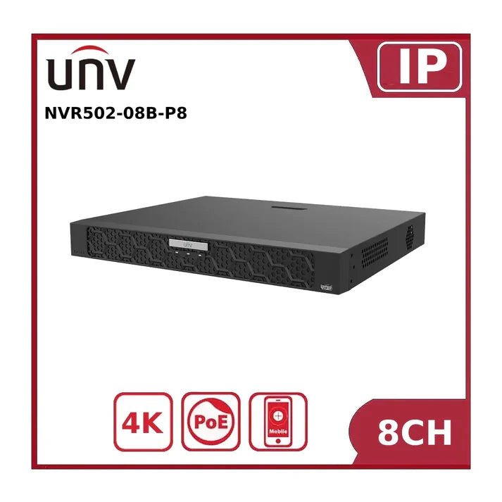 UNV (Uniview) NVR502-08B-P8- 8CH WITH POE- 2 SATA #1488