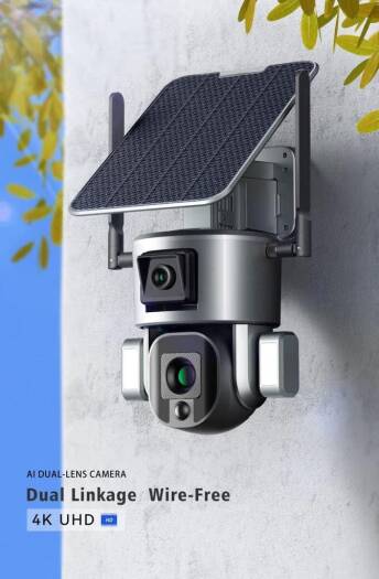 CRONY Y5 4G-4K-8MP-4X Solar Dual Linkage Battery PTZ Camera 8MP Wireless CCTV Camera Outdoor IP66 Waterproof Solar Dual Camera #1480