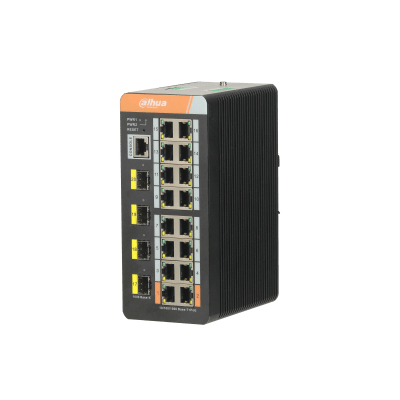 20-port Gigabit industrial managed switch with 16 PoE ports + 4 SFP (fiber) ports #1582